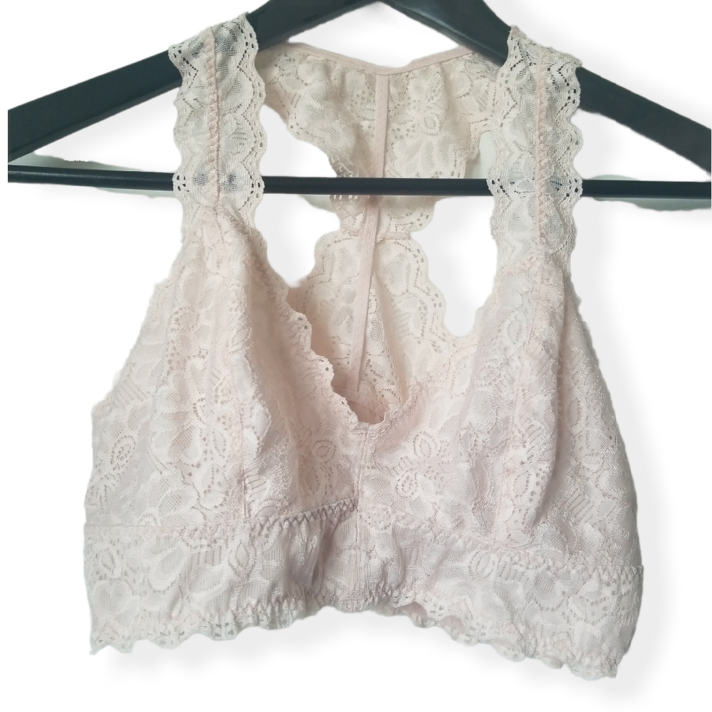 Black bow women's light pink lace bralette